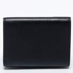 Pre Owned Fendi Black/Tobacco Zucca Embossed Leather Micro F is Fendi Trifold Wallet