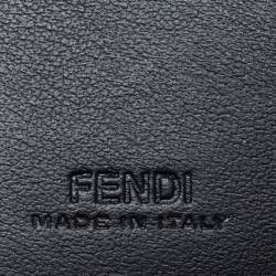 Pre Owned Fendi Black/Tobacco Zucca Embossed Leather Micro F is Fendi Trifold Wallet