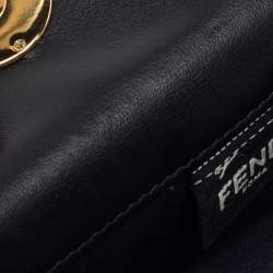 Pre Owned Fendi Black/Tobacco Zucca Embossed Leather Micro F is Fendi Trifold Wallet