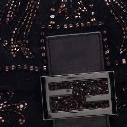 Fendi Black Suede Bead Embellishment Baguette Shoulder Bag