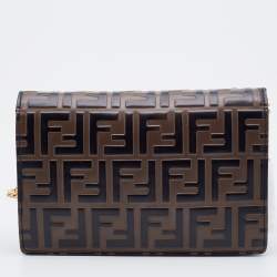 Fendi Brown/Black Leather Double FF Wallet On Chain