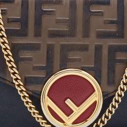 Fendi Brown/Black Leather Double FF Wallet On Chain