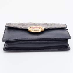 Fendi Brown/Black Leather Double FF Wallet On Chain