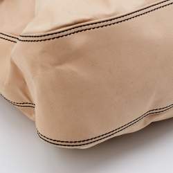 Pre Owned Fendi Beige/Tan Fabric and Leather Large B Bag Shoulder Bag