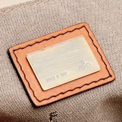 Pre Owned Fendi Beige/Tan Fabric and Leather Large B Bag Shoulder Bag