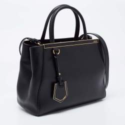 Pre Owned Fendi Black Leather Small 2Jours Tote