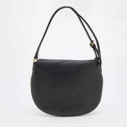 Pre Owned Fendi Black Leather Small Croissant Hobo