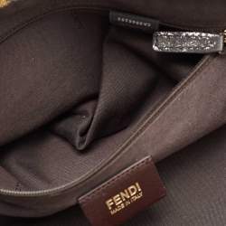Pre Owned Fendi Metallic Zucca Glitter Lurex Fabric Mia Flap Shoulder Bag