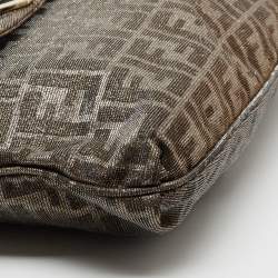 Pre Owned Fendi Metallic Zucca Glitter Lurex Fabric Mia Flap Shoulder Bag