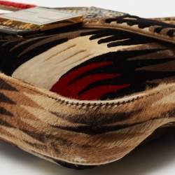 Fendi Multicolor Velvet, Calf Hair and Python Baguette Bag