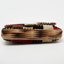 Fendi Multicolor Velvet, Calf Hair and Python Baguette Bag