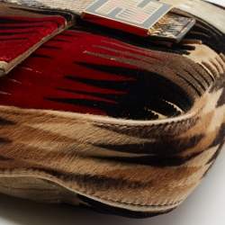 Fendi Multicolor Velvet, Calf Hair and Python Baguette Bag