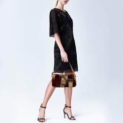 Fendi Multicolor Velvet, Calf Hair and Python Baguette Bag