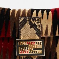 Fendi Multicolor Velvet, Calf Hair and Python Baguette Bag