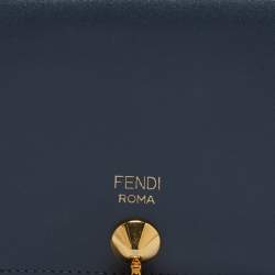Pre Owned Fend Teal Leather By The Way Bifold Wallet