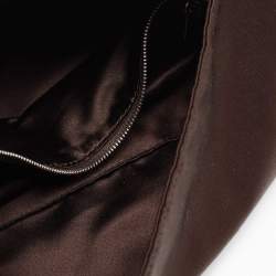 Fendi Brown Satin and Lizard Baguette Shoulder Bag