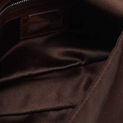 Fendi Brown Satin and Lizard Baguette Shoulder Bag