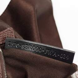 Fendi Brown Satin and Lizard Baguette Shoulder Bag