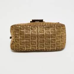 Fendi Metallic Gold Zucca Canvas and Leather Baguette Bag