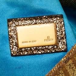 Fendi Metallic Gold Zucca Canvas and Leather Baguette Bag