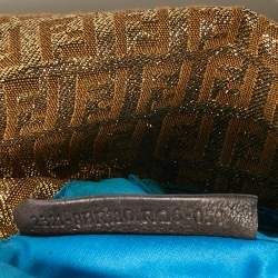 Fendi Metallic Gold Zucca Canvas and Leather Baguette Bag