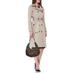 Pre Owned Fendi Tobacco Zucca Canvas Mia Hobo