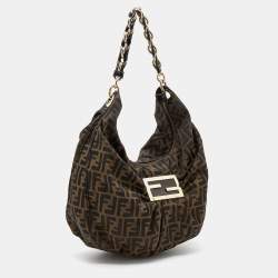 Pre Owned Fendi Tobacco Zucca Canvas Mia Hobo