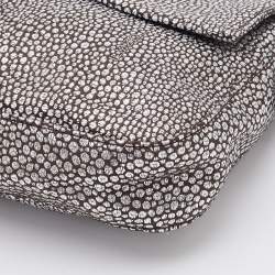 Fendi Silver Lurex Fabric and Leather Baguette Shoulder Bag