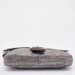 Fendi Silver Lurex Fabric and Leather Baguette Shoulder Bag