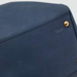 Pre Owned Fendi Blue Leather Large Peekaboo Top Handle Bag