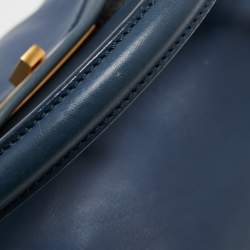 Pre Owned Fendi Blue Leather Large Peekaboo Top Handle Bag