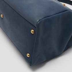 Pre Owned Fendi Blue Leather Large Peekaboo Top Handle Bag