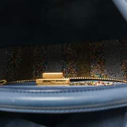 Pre Owned Fendi Blue Leather Large Peekaboo Top Handle Bag