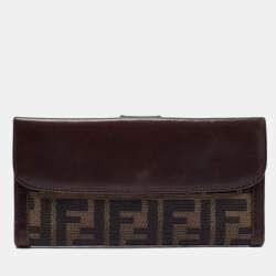 Pre Owned Fendi Tobacco Zucca Canvas and Leather Wallet