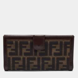 Pre Owned Fendi Tobacco Zucca Canvas and Leather Wallet