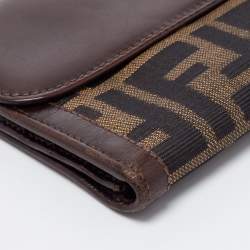 Pre Owned Fendi Tobacco Zucca Canvas and Leather Wallet