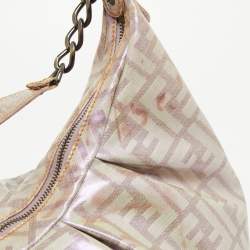 Pre Owned Fendi Radisson Beige Zucca Coated Canvas Borsa B Hobo