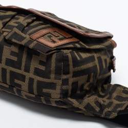 مملوكة مسبقًا Fendi Tobacco Zucca Coated Canvas And Leather Belt Bag