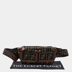 مملوكة مسبقًا Fendi Tobacco Zucca Coated Canvas And Leather Belt Bag