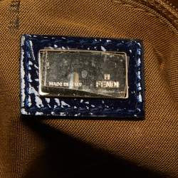 Pre Owned Fendi Navy Blue Patent Leather Maxi Convertible Baguette Bag