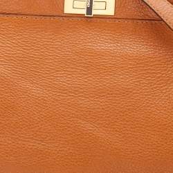 Fendi Brown Leather Large Peekaboo Top Handle Bag