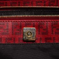 Pre Owned Fendi Burgundy Zucca Coated Canvas and Leather Tote