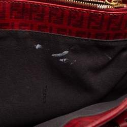 Pre Owned Fendi Burgundy Zucca Coated Canvas and Leather Tote