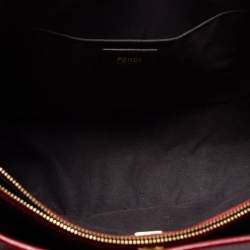 Pre Owned Fendi Burgundy Zucca Coated Canvas and Leather Tote