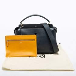 Pre Owned Fendi Black Leather Dotcom Top Handle Bag