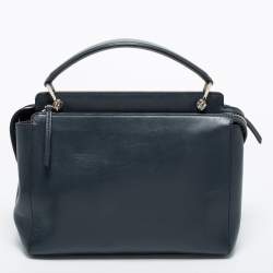 Pre Owned Fendi Black Leather Dotcom Top Handle Bag