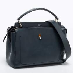 Pre Owned Fendi Black Leather Dotcom Top Handle Bag