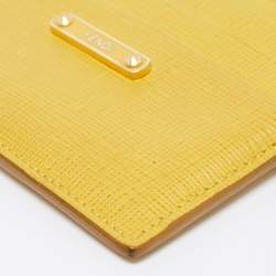 Pre Owned Fendi Yellow Leather Card Holder