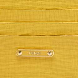 Pre Owned Fendi Yellow Leather Card Holder