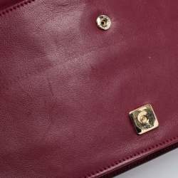 Pre Owned Fendi Burgundy Patent Leather Fendilicious Chain Clutch
